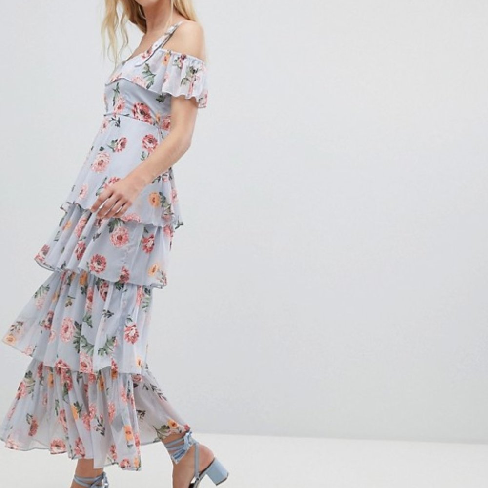 Walter Baker Tiered Floral Ruffle Maxi Dress